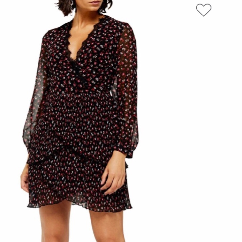Topshop Pleated Ruffle Floral Dress NWT